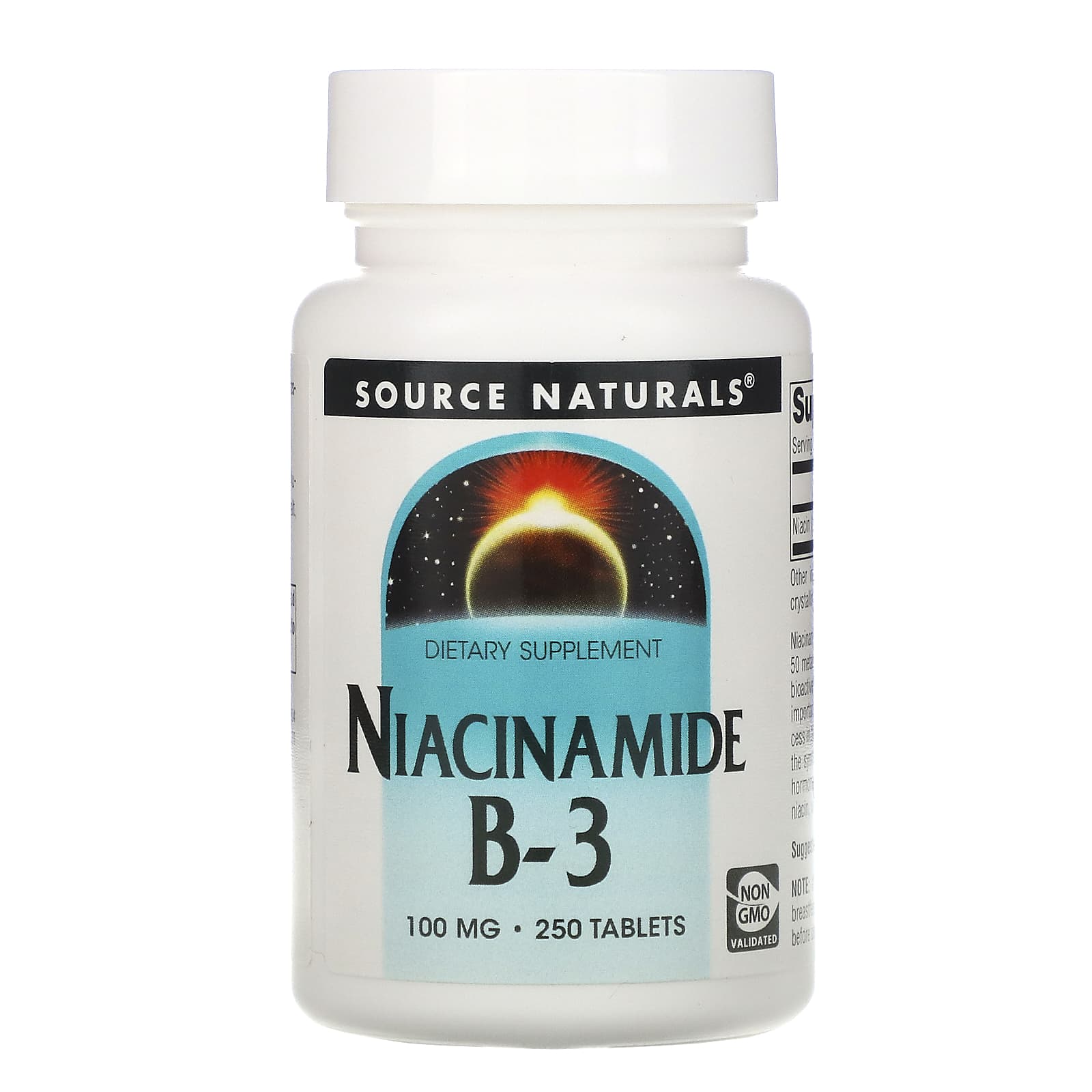 Source Naturals, Niacinamide B-3 100 mg, 250 Tablets UPC 021078005049 | HiLife Vitamins